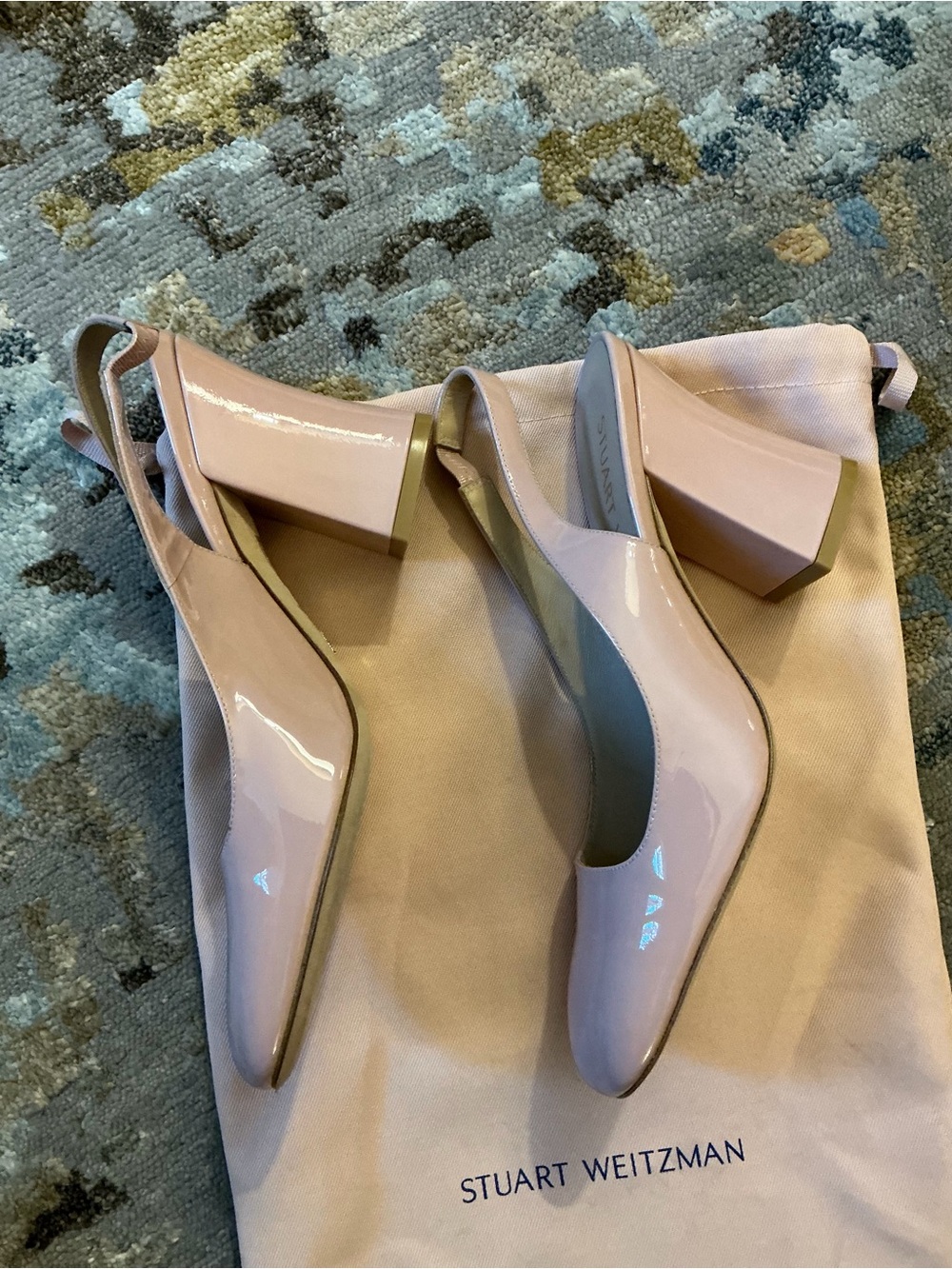 Stuart Weitzman Blush Patent Slingback Block Heels - Picture 3 of 5